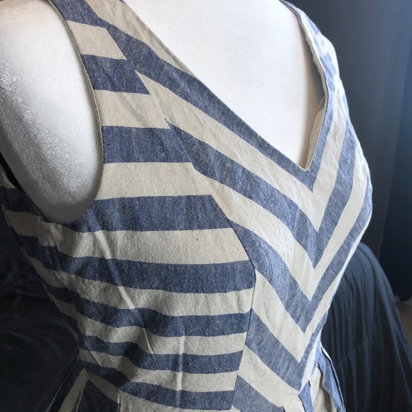 Blue Striped Fit and Flare Dress - Picture 2 of 5